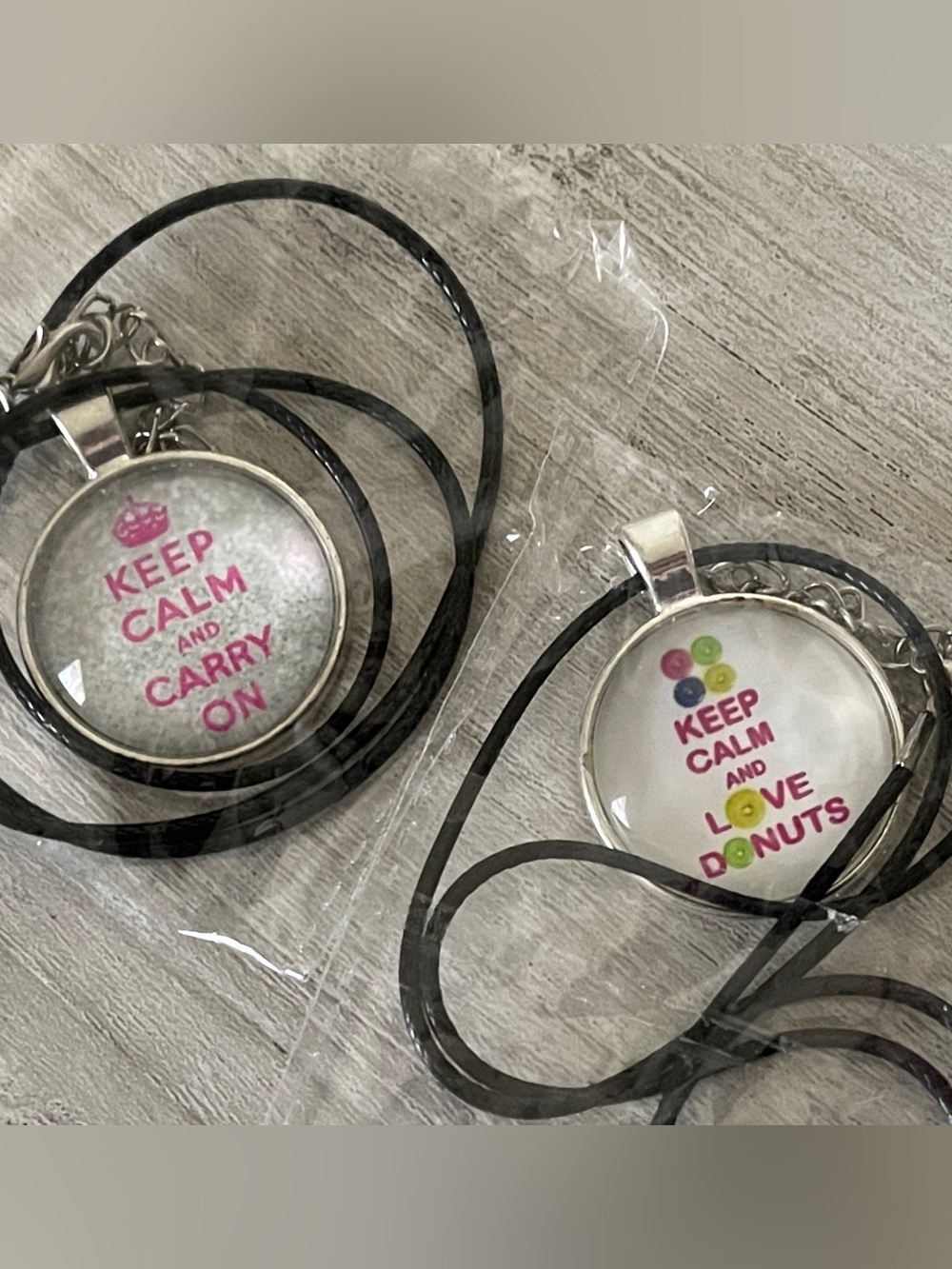 Keep Calm Carry On Black Cord Necklaces 18”